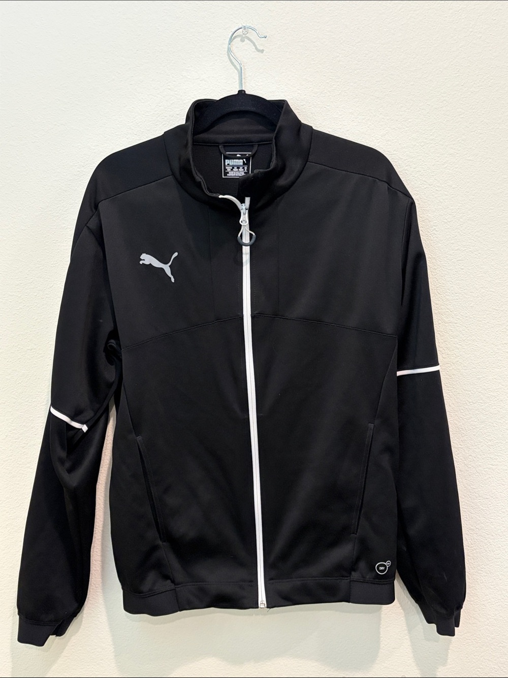 Puma Black Jacket with White Zip and Piping
